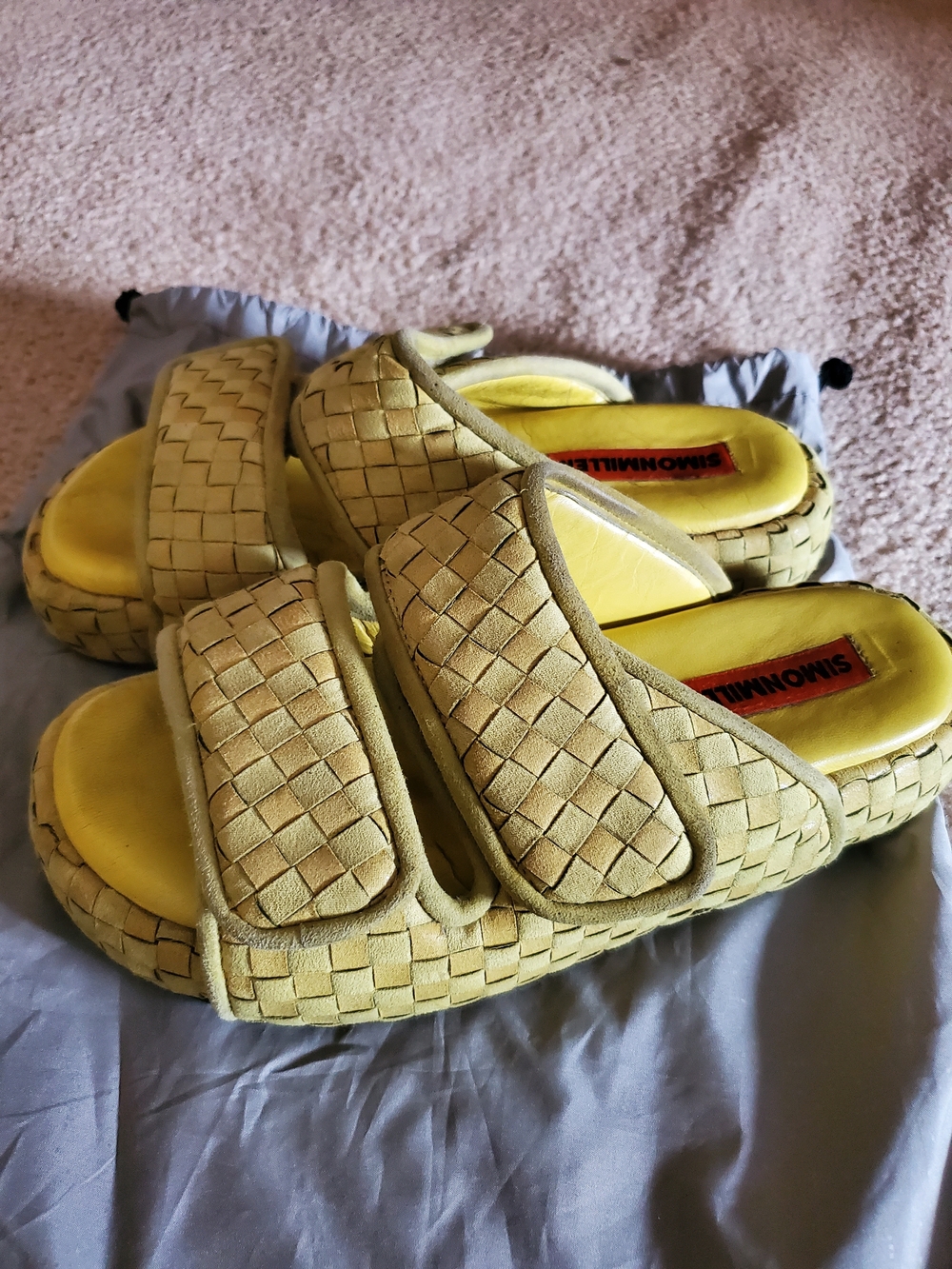 Simon Miller Yellow Woven Slide Sandals
